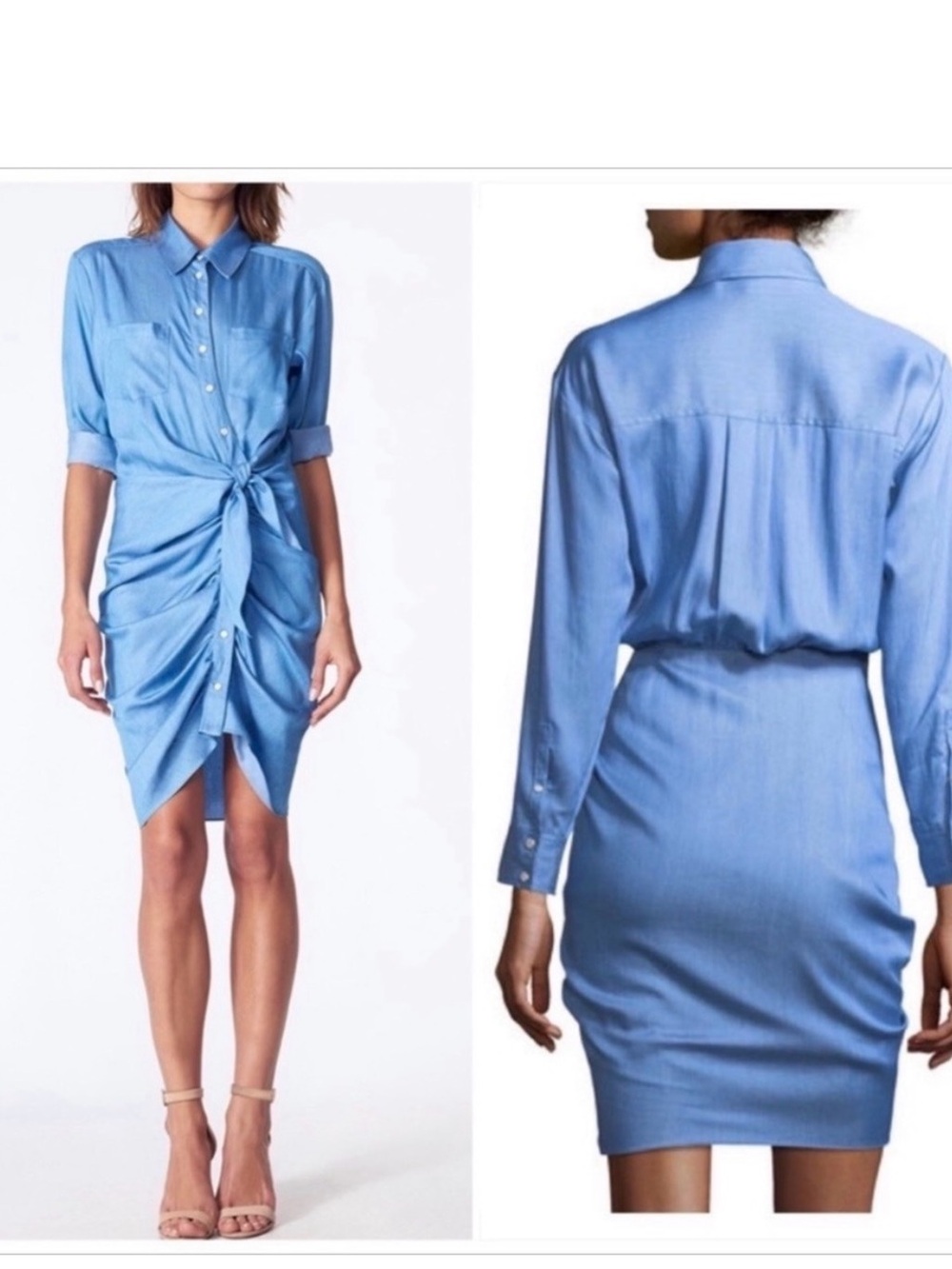 VERONICA BEARD Sierra Blue
Chambray Ruched Tie Dress Size 10 - Picture 2 of 3